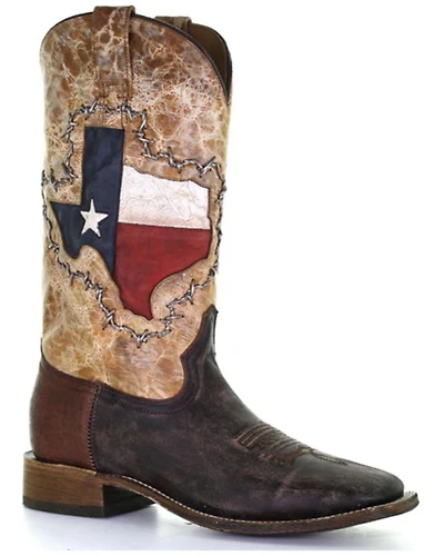 Corral Men's Texas Flag Shaft Western Boots - Broad Square Toe