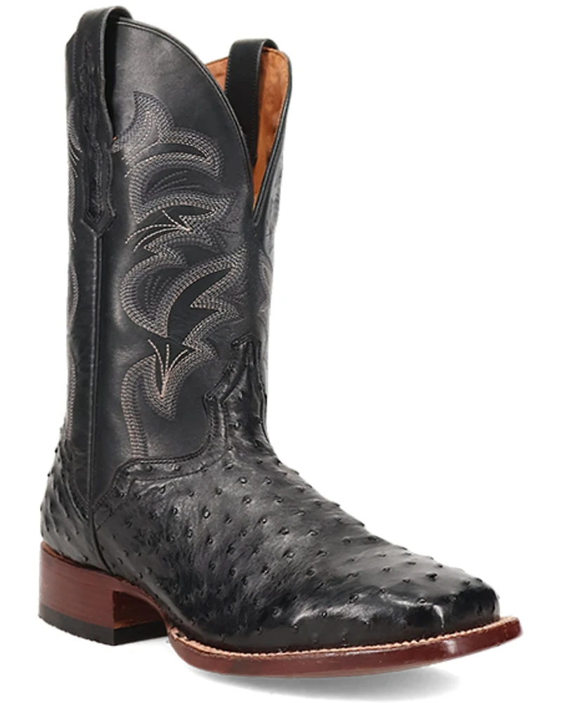 El Dorado Men's Handmade Full Quill Ostrich Stockman Boots - Broad Square Toe