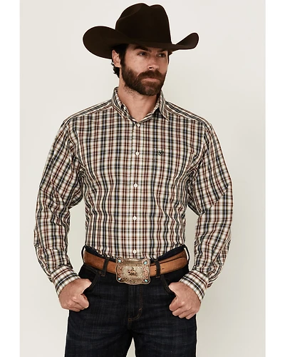 Ariat Men's Wrinkle Free Folk Plaid Print Long Sleeve Button-Down Western Shirt - Tall
