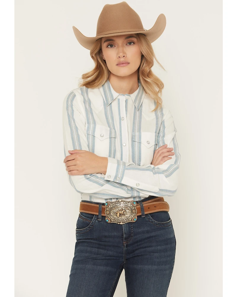 Wrangler Retro Women's Boot Barn Exclusive Striped Long Sleeve Pearl Snap Flannel Shirt