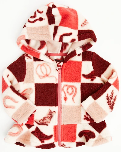 Wrangler Infant Girls' Conversation Print Sherpa Zip-Up Hooded Jacket