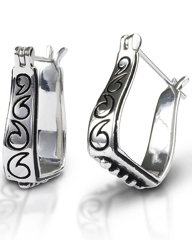 Kelly Herd Women's Engraved Stirrup Earrings