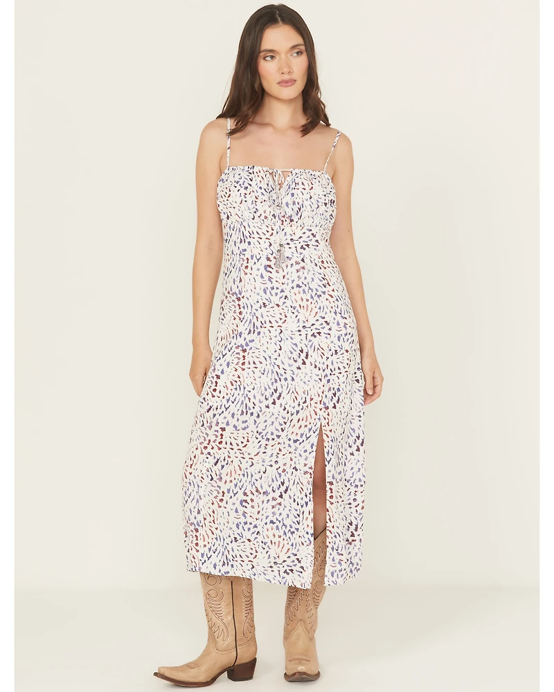 Lovestitch Women's Multicolored Leopard Print Sleeveless Midi Dress
