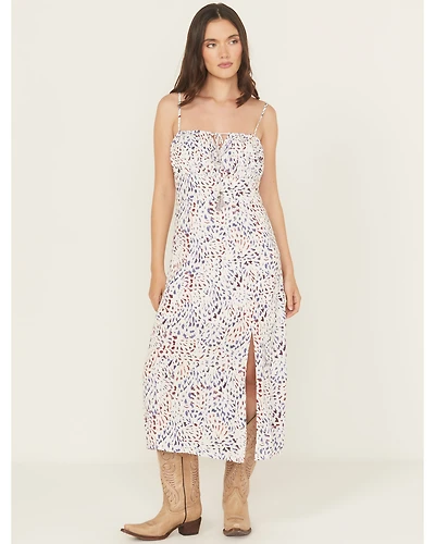 Lovestitch Women's Multicolored Leopard Print Sleeveless Midi Dress