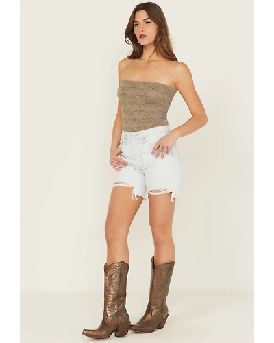 Levi's Women's 501® Fade Off Light Wash High Rise Mid Thigh Denim Shorts
