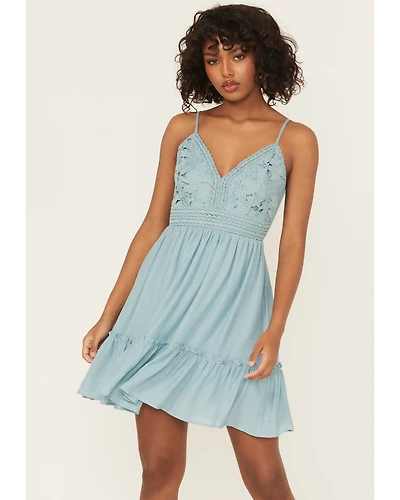 Shyanne Women's Bustier Tie Back Lace Mini Dress