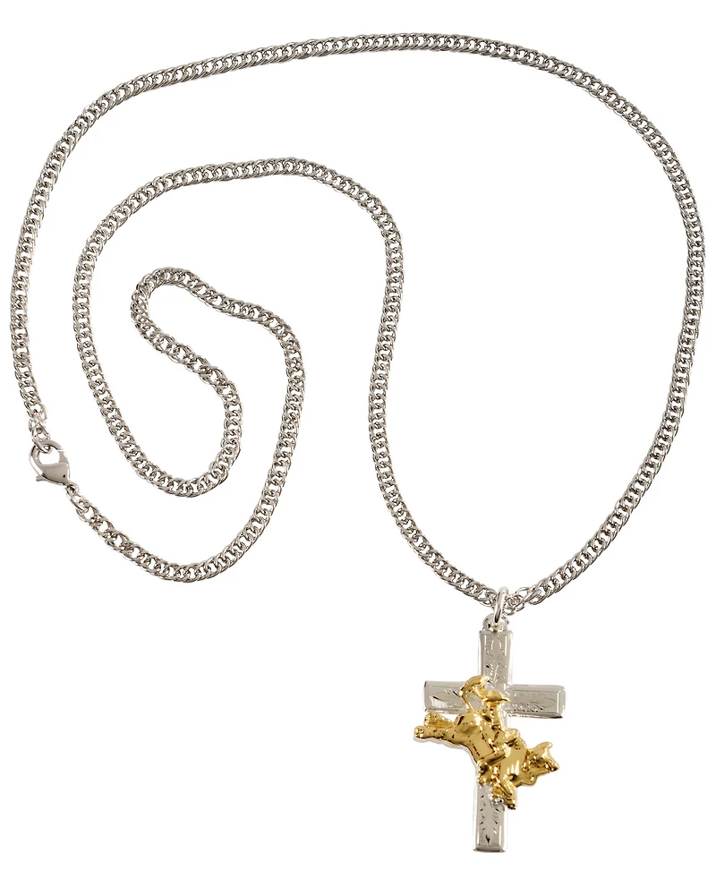 Montana Silversmiths Men's Bullrider Cross Necklace