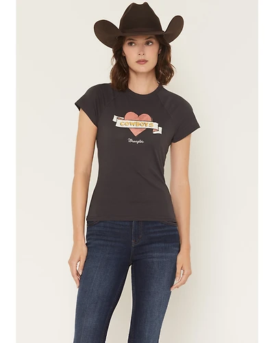 Wrangler Women's Cowboys Short Sleeve Graphic Baby Tee