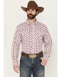 Wrangler Men's 20X Plaid Print Long Sleeve Button-Down Stretch Western Shirt