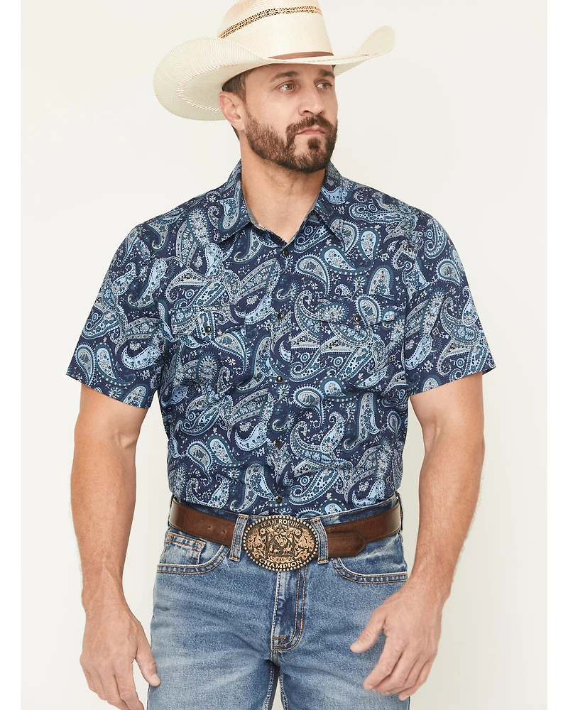 Cody James Men's Westward Paisley Print Short Sleeve Snap Western Shirt