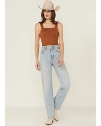 Free People Women's Aster Light Wash High Rise Straight Denim Jeans
