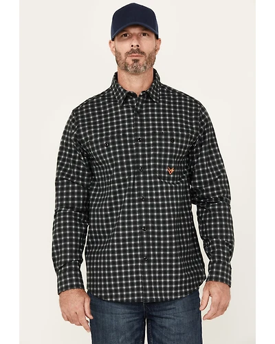 Hawx Men's FR Plaid Print Long Sleeve Button-Down Western Work Shirt