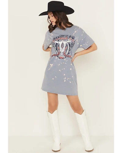 Rock & Roll Denim Women's Ramble On Short Sleeve Mini T-Shirt Dress