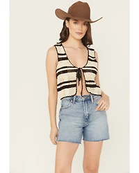 Revel Women's Striped Tie-Front Knit Vest