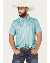 Rock & Roll Denim Men's Geo Print Short Sleeve Button-Down Stretch Polo Shirt
