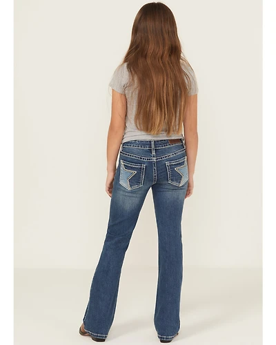 Rock & Roll Denim Girls' Star Embroidered Bootcut Stretch Jeans