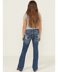 Rock & Roll Denim Girls' Star Embroidered Bootcut Stretch Jeans