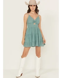 Angie Women's Eyelet Sleeveless Mini Dress