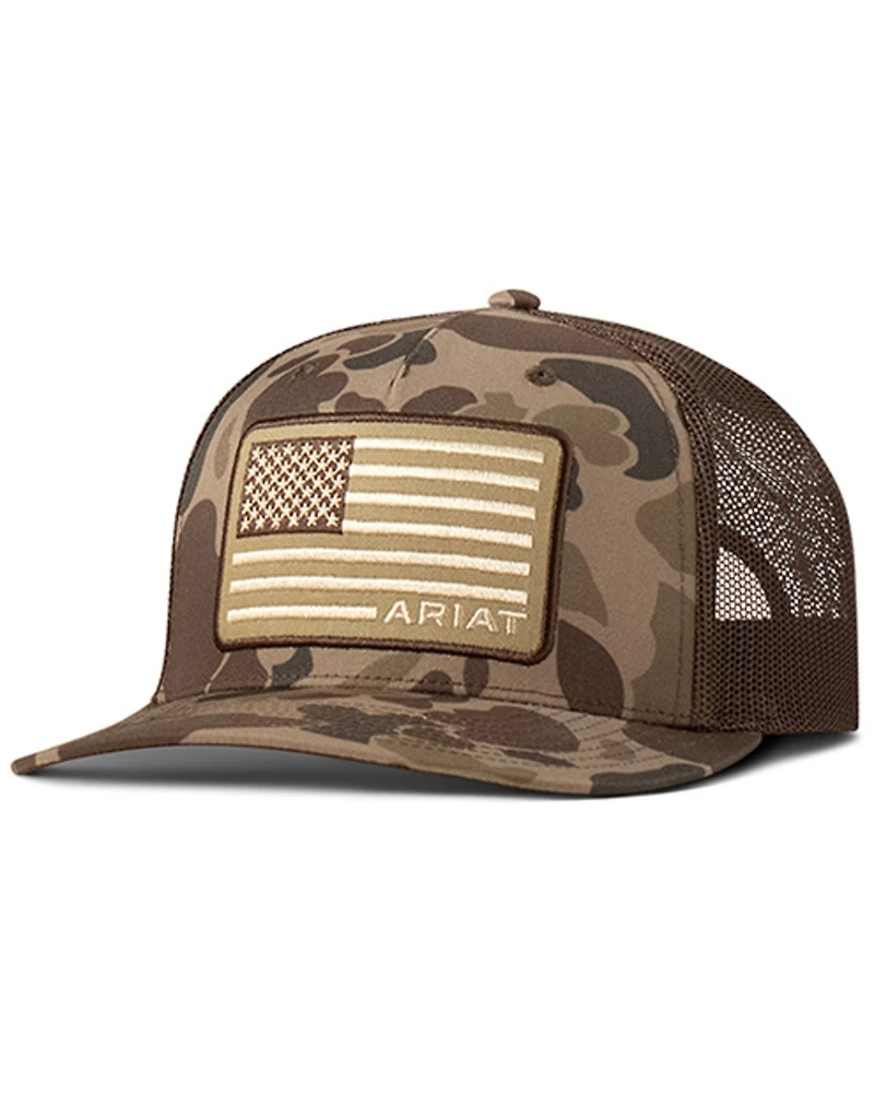 Ariat Men's Camo American Flag Patch Ball Cap