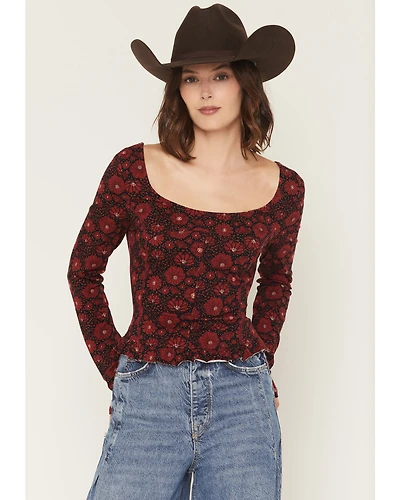 Rock & Roll Denim Women's Floral Print Long Sleeve Top