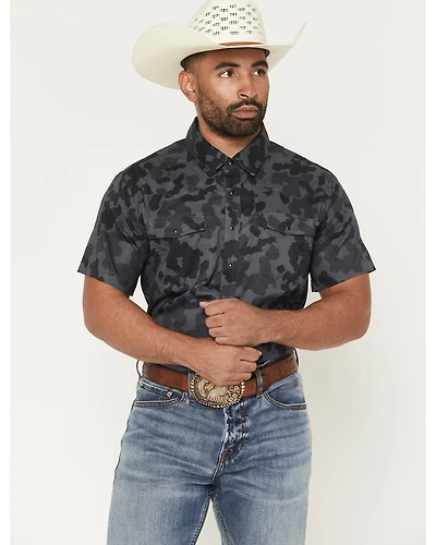 Rock & Roll Denim Men's Tek Camo Print Short Sleeve Snap Stretch Western Shirt