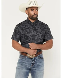 Rock & Roll Denim Men's Tek Camo Print Short Sleeve Snap Stretch Western Shirt