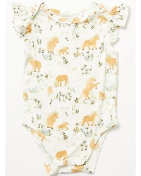 Angel Dear Infant Girls' Pretty Ponies Ruffle Sleeve Snap Onesie
