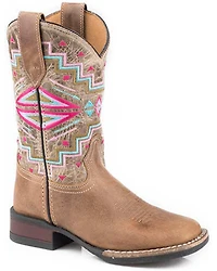 Roper Little Girls' Monterey Southwestern Western Boots - Broad Square Toe
