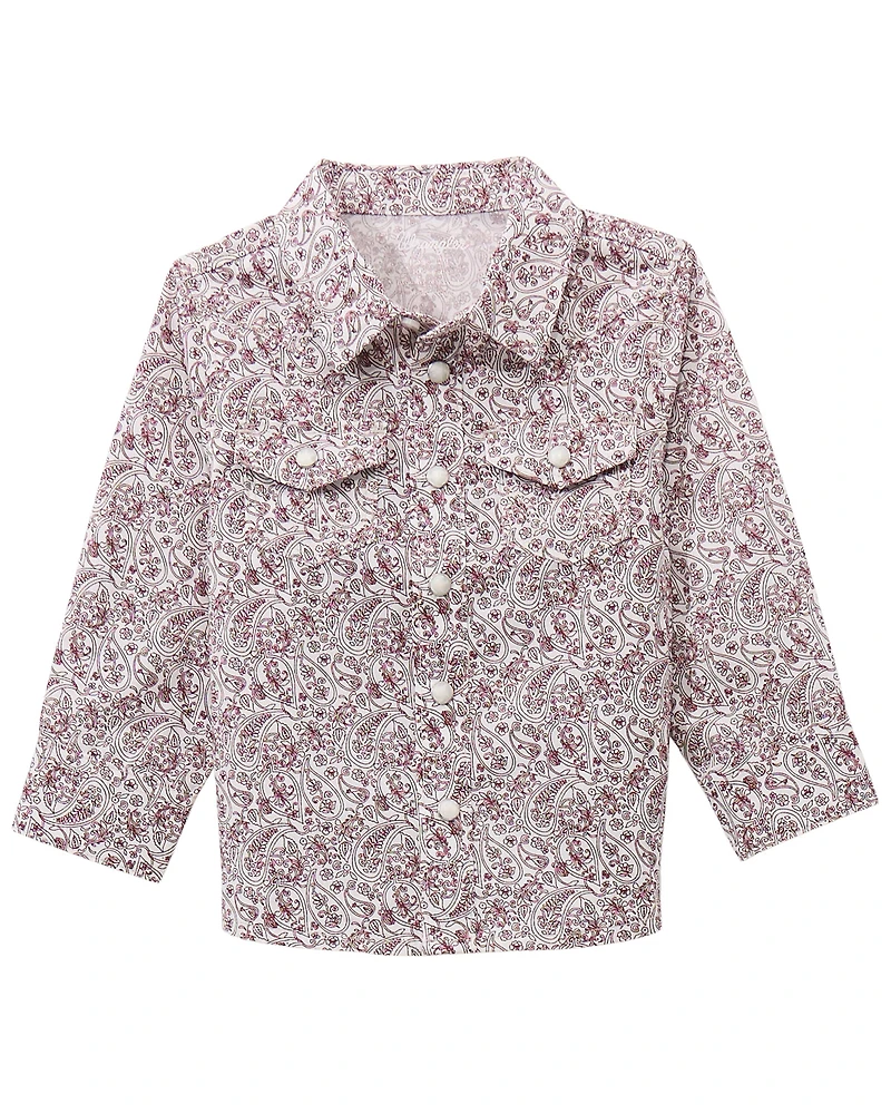 Wrangler Toddler Boys' Paisley Print Long Sleeve Snap Western Shirt