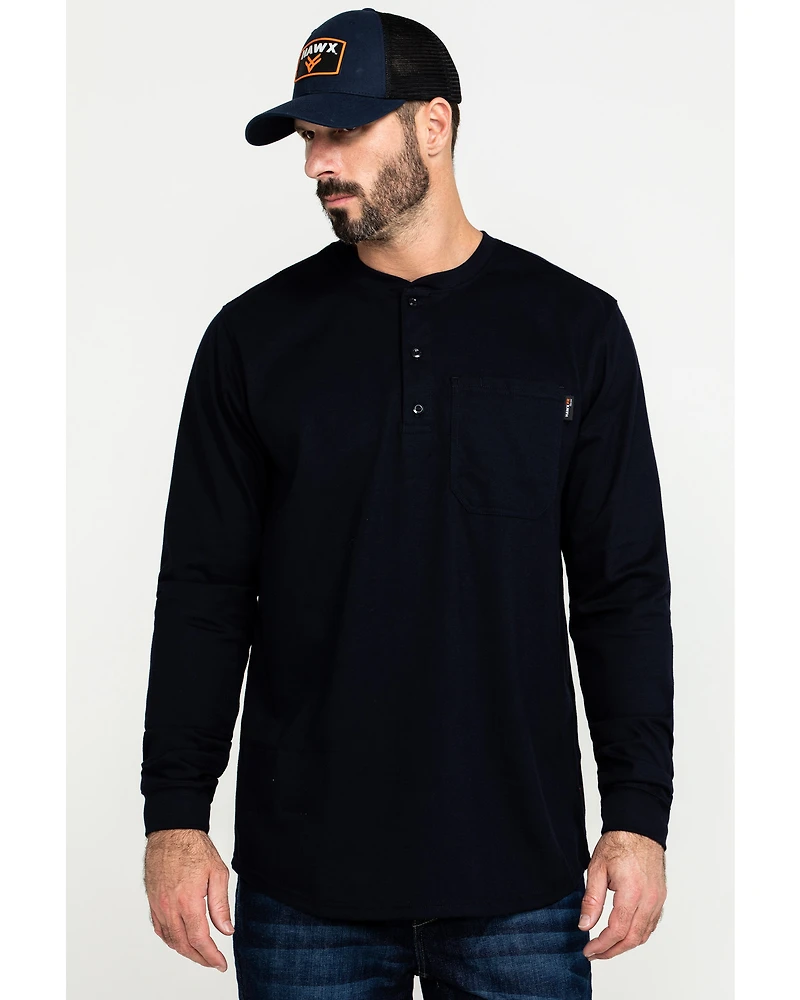 Hawx Men's FR Pocket Henley Long Sleeve Work Shirt