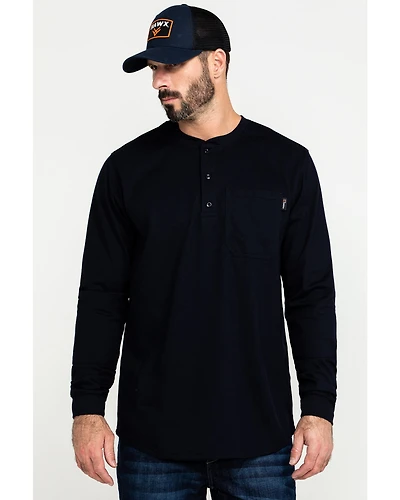 Hawx Men's FR Pocket Henley Long Sleeve Work Shirt