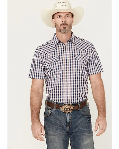 Gibson Trading Co Men's Pointed Arrow 2 Plaid Print Short Sleeve Snap Stretch Western Shirt