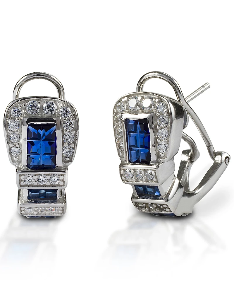 Kelly Herd Women's Blue Ranger Style Buckle Earrings