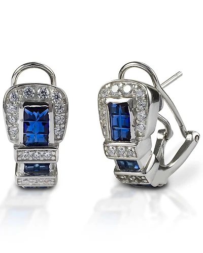 Kelly Herd Women's Blue Ranger Style Buckle Earrings