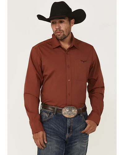 Kimes Ranch Men's Linville Solid Long Sleeve Button-Down Stretch Western Shirt