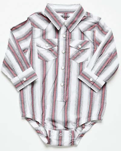 Wrangler Infant Boys' Striped Print Long Sleeve Snap Stretch Onesie