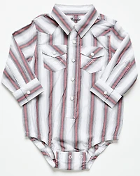 Wrangler Infant Boys' Striped Print Long Sleeve Snap Stretch Onesie