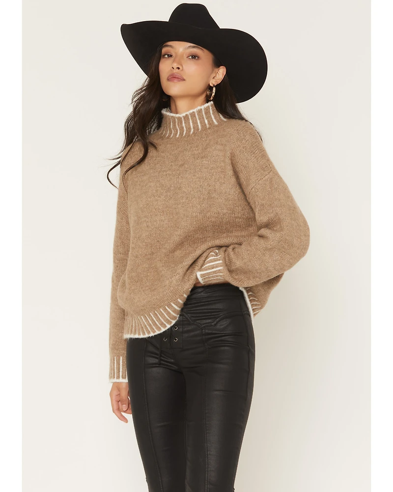 Elan Women's Whipstitch Turtleneck Sweater