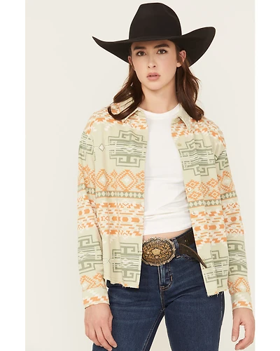 Rock & Roll Denim Women's Southwestern Print Long Sleeve Button-Down Western Shirt
