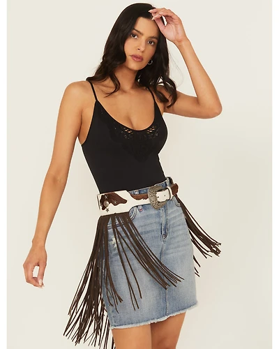 Idyllwind Women's Festival Fringe Hair-On Star Concho Belt
