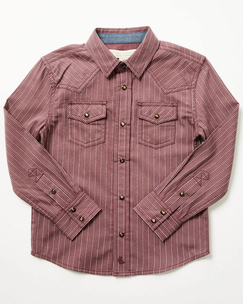 Cody James Toddler Boys' Everest Peak Striped Print Long Sleeve Snap Western Shirt