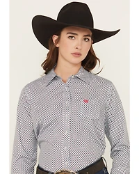 Cinch Women's Geo Print Long Sleeve Button-Down Stretch Western Shirt