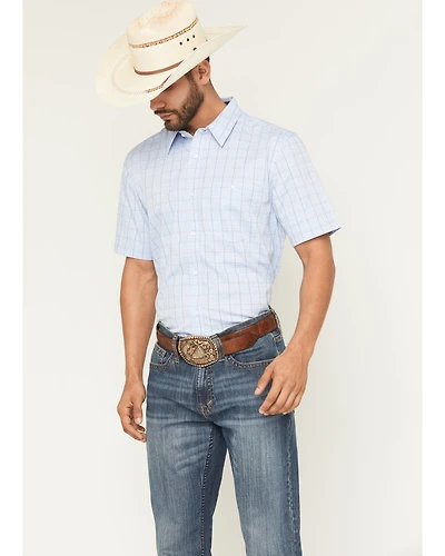 RANK 45® Men's Trailblazer Short Sleeve Button-Down Plaid Stretch Western Shirt