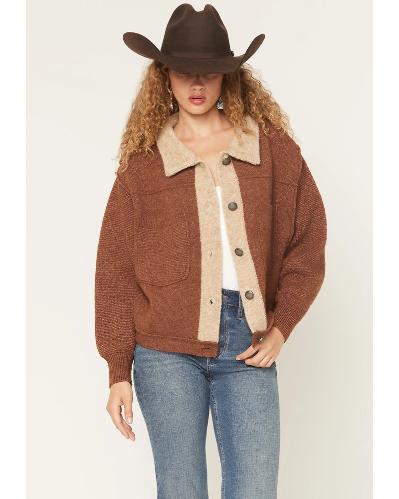 Cotton & Rye Women's Color Block Cropped Shacket