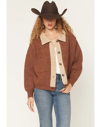 Cotton & Rye Women's Color Block Cropped Shacket