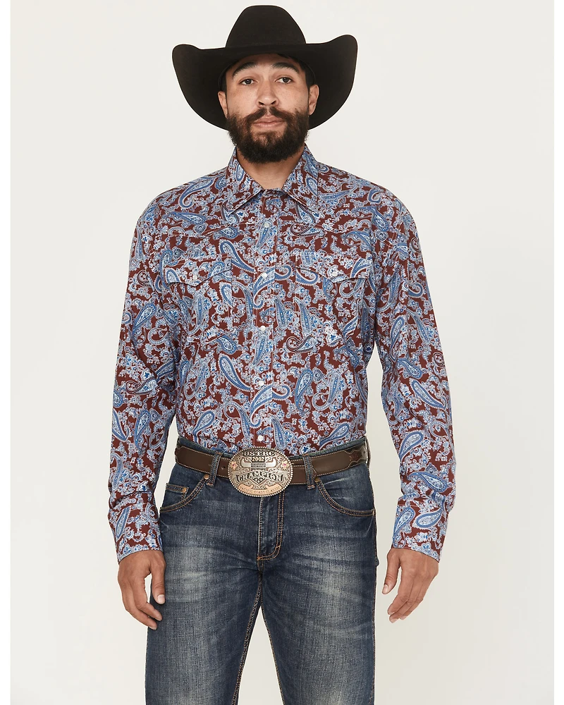 Roper Men's Paisley Print Long Sleeve Snap Western Shirt