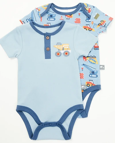 Rugged Bear Infant Boys' Construction Print Onesies - 2 Pack