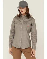 Forge Workwear Women's FR Solid Long Sleeve Snap Stretch Work Shirt