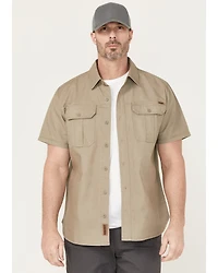 Lucky Brand Workwear Men's Slub Canvas Short Sleeve Button-Down Work Shirt