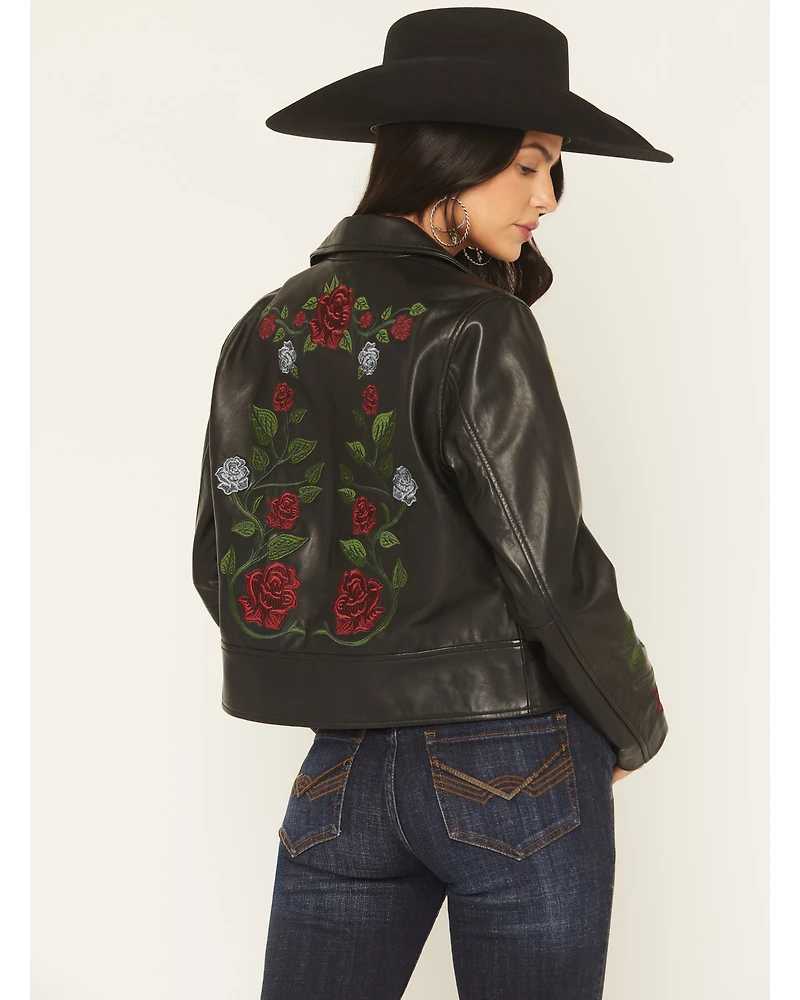 Idyllwind Women's Glenrose Floral Leather Jacket